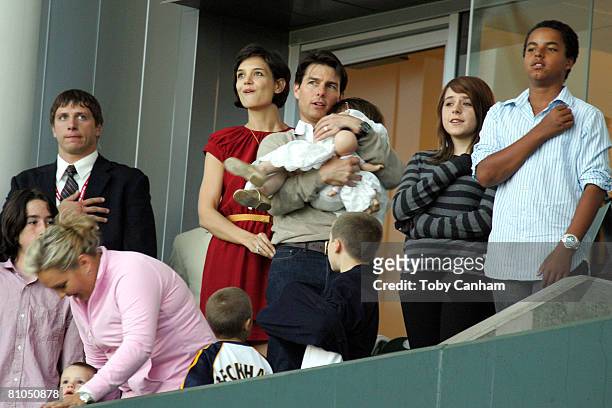 Tom Cruise and Katie Holmes with daughters Suri Cruise and Isabella Kidman-Cruise and son Connor Kidman-Cruise , with David Beckham's sons Brooklyn ,...