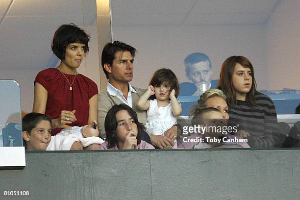 Katie Holmes and Tom Cruise with daughters Suri Cruise and Isabella Kidman-Cruise , with David Beckham's son Cruz Beckham and Brooklyn Beckham ,...
