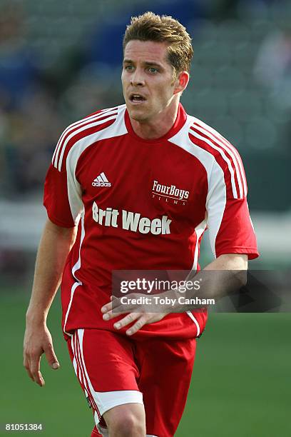 Actor Sean Maguire participates in the Kick It with Beckham and the LA Galaxy Brit Night celebrity soccer game at the Home Depot Center on May 10,...