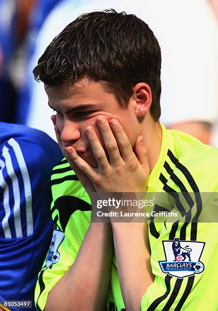 Chelsea fan looks despondent during the Barclays Premier League match between Chelsea and Bolton Wanderers at Stamford Bridge on May 11, 2008 in...