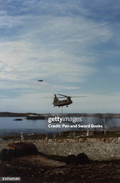 Chinook Hovering Over a Graveyard.