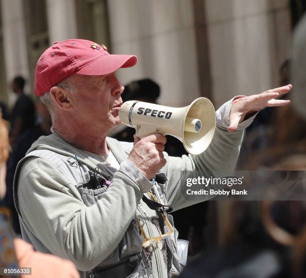 Director Tony Scott on location for "The Taking of Pelham 1:23" on the Streets of Manhattan on May 11, 2008 in New York City.