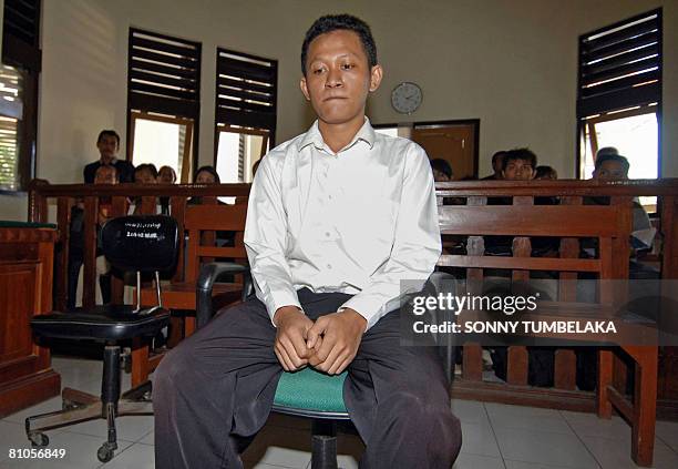 Ahmad Fahrul Rozi waits inside a court room for his trial to start in Denpasar on Bali island on May 12, 2008. Rozi was arrested on February 2008 in...