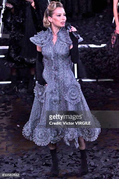 Actress Ophelia Kolb walks the runway during the Franck Sorbier Haute Couture Fall/Winter 2017-2018 show as part of Haute Couture Paris Fashion Week...