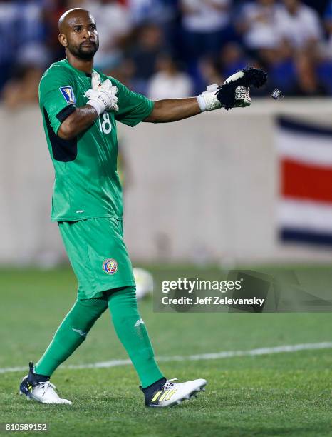 Patrick Pemberton of Costa Rica reacts to win over Honduras during their CONCACAF Gold Cup match at Red Bull Arena on July 7, 2017 in Harrison, New...