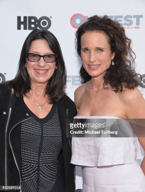 Executive Producer Lori Kaye and actress Andie MacDowell attend a screening of "KEVYN AUCOIN: Beauty and the Beast in Me" at 2017 Outfest Los Angeles...