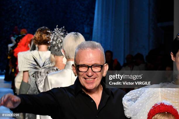 Designer Jean Paul Gaultier walks the runway during the Jean Paul Gaultier Haute Couture Fall/Winter 2017-2018 show as part of Haute Couture Paris...
