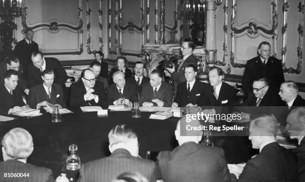 British Foreign Secretary Ernest Bevin meets the Foreign Ministers of France, Belgium, Holland and Luxembourg at Lancaster House in London, to begin...