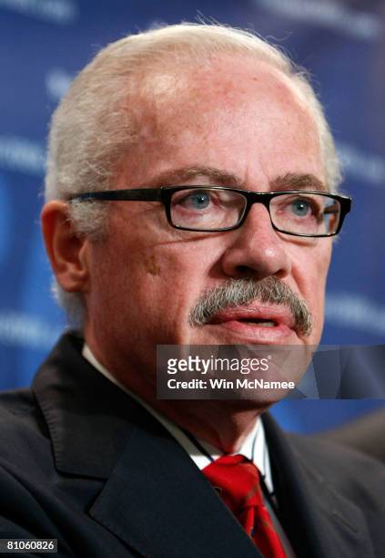 Former Rep. Bob Barr holds a news conference to announce his candidacy for President of the United States May 12, 2008 in Washington, DC. During the...