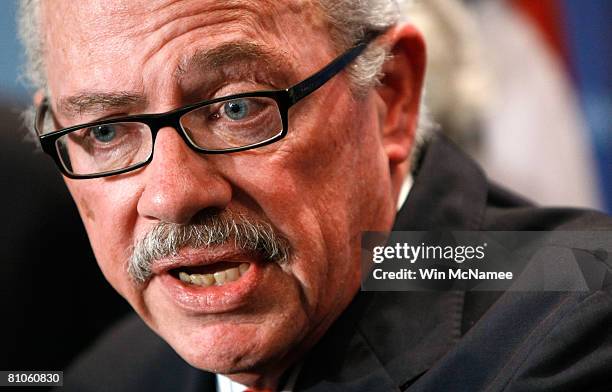 Former Rep. Bob Barr holds a news conference to announce his candidacy for President of the United States May 12, 2008 in Washington, DC. During the...