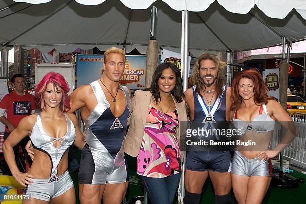 American Gladiators Jennifer Widerstrom , Mike O'Hearn , boxer Laila Ali, Don Yates and Valerie Waugaman attend NBC's 'American Gladiators' summer...