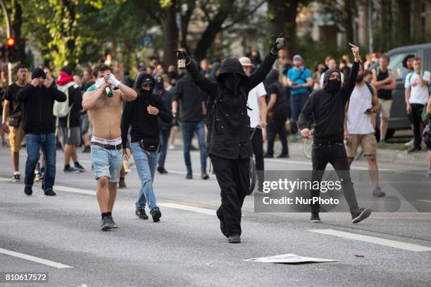 Riots in St. Pauli district during G 20 summit in Hamburg on July 8, 2017 . Authorities are braced for large-scale and disruptive protests as Leaders...