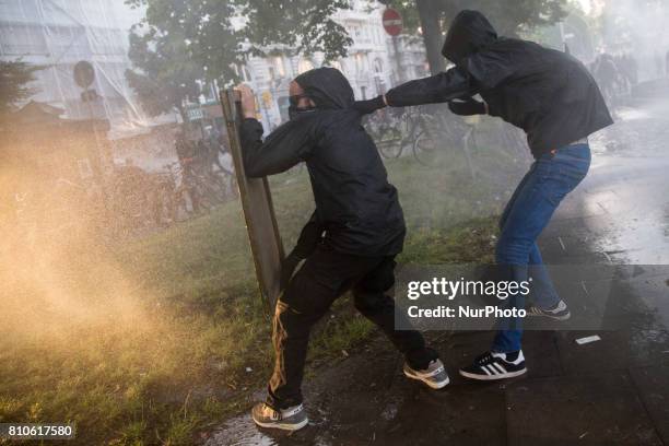 Riots in St. Pauli district during G 20 summit in Hamburg on July 8, 2017 . Authorities are braced for large-scale and disruptive protests as Leaders...