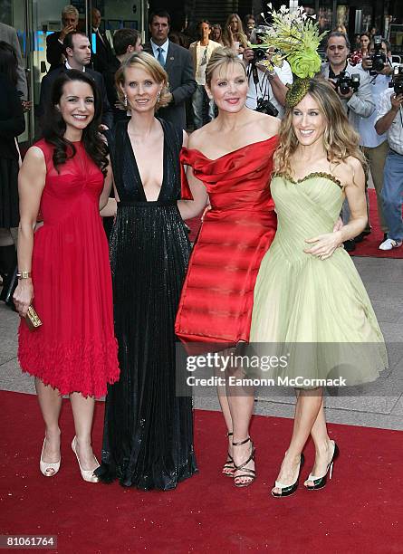 Kristin Davis, Cynthia Nixon, Kim Catrall and Sarah Jessica Parker attend the Sex And The City world premiere held at the Odeon Leicester Square on...