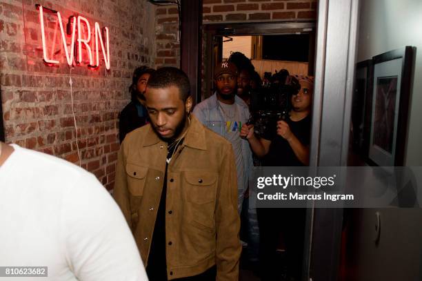 Rapper 6LACK attends LVRN Studios Launch: Kids Against Cubicles on July 7, 2017 in Atlanta, Georgia.