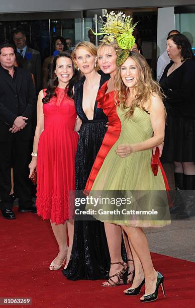 Kristin Davis, Cynthia Nixon, Kim Catrall and Sarah Jessica Parker attend the World Premiere of 'Sex And The City' held at the Odeon Leicester Square...