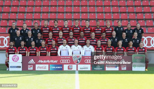 The team of FC Ingolstadt poses during the team presentation at Audi Sportpark stadium on July 8, 2017 in Ingolstadt, Germany. Front row: Almog...