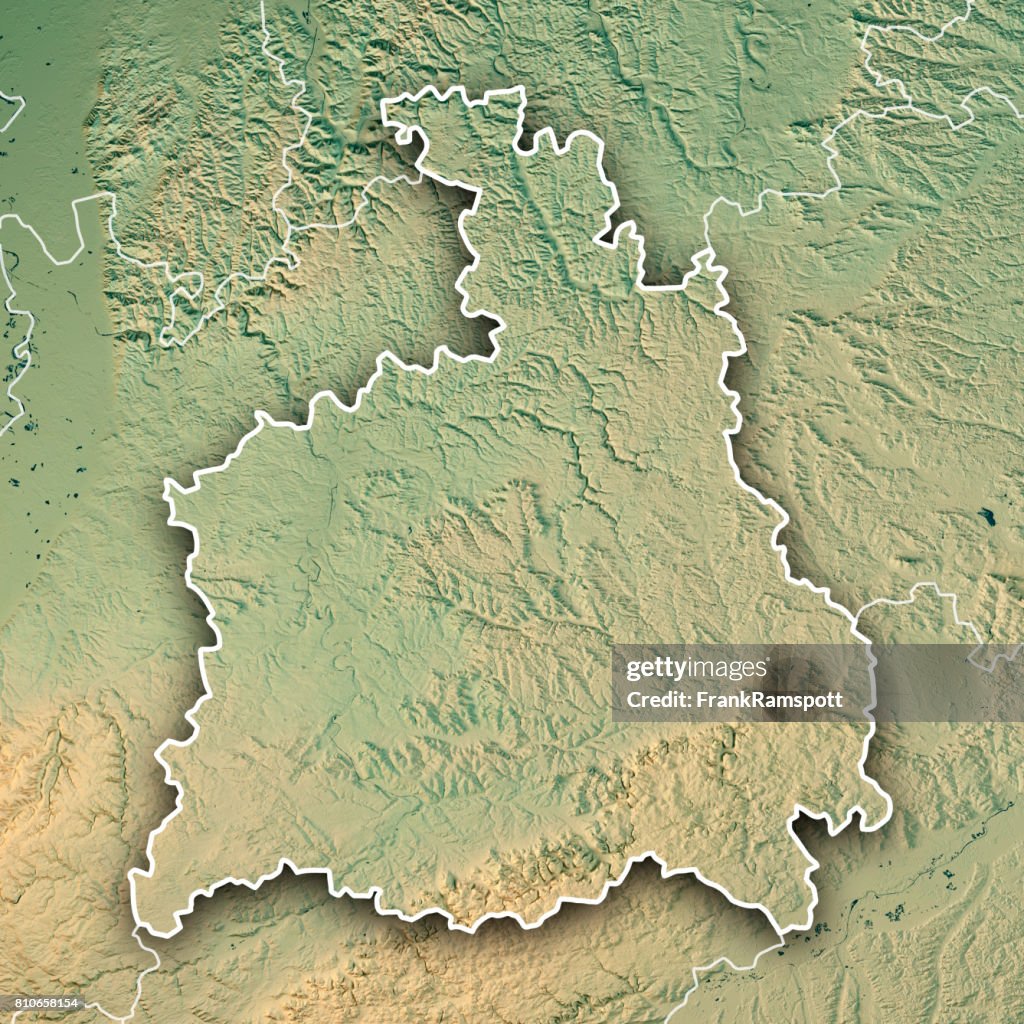 Carte de Stuttgart Région Administrative Bade-Wurtemberg 3D Render topographique frontière