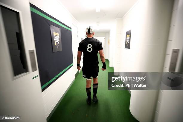 All Black captain Kieran Read heads back to the dressing room following the drawn Test match between the New Zealand All Blacks and the British &...