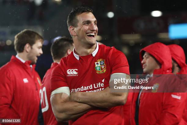 Sam Warburton of the Lions looks on following the drawn series during the third test match between the New Zealand All Blacks and the British & Irish...