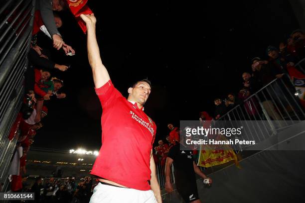 Sam Warburton of the Lions walks off after drawing the Test match between the New Zealand All Blacks and the British & Irish Lions at Eden Park on...