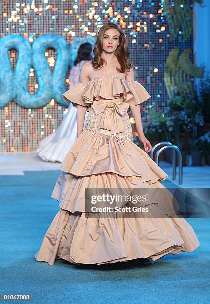 Model walks the runway during the Christian Dior Cruise 2009 Collection at Gustavino's May 12, 2008 in New York City.