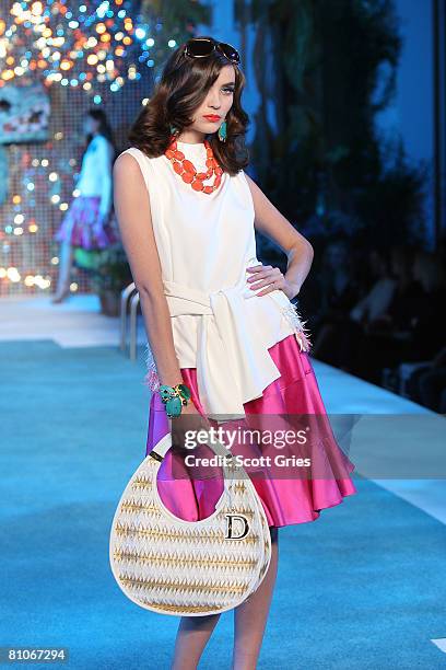 Model walks the runway during the Christian Dior Cruise 2009 Collection at Gustavino's May 12, 2008 in New York City.