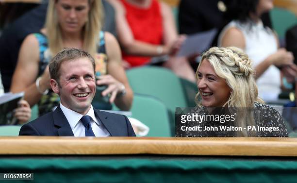 Jason and Laura Kenny in the Royal Box on day six of the Wimbledon Championships at The All England Lawn Tennis and Croquet Club, Wimbledon.