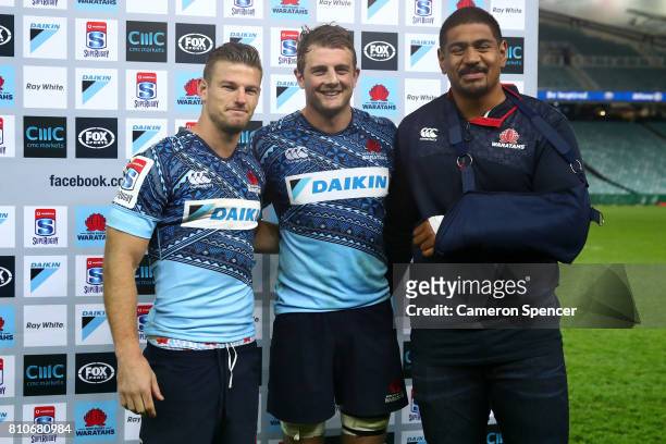 Rob Horne, Dean Mumm and Will Skelton are farwelled following their final home game with the Waratahs following the round 16 Super Rugby match...