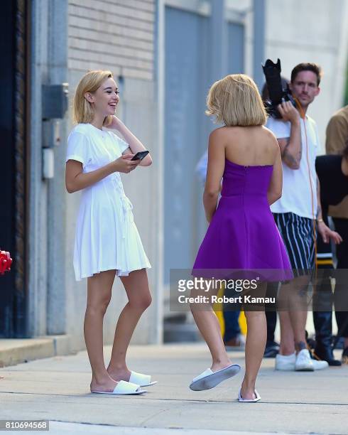 Sarah Snyder and Sofia Richie seen at a photo-shoot in Manhattan on July 7, 2017 in New York City.
