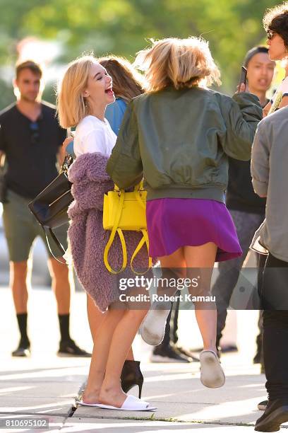 Sarah Snyder and Sofia Richie seen at a photo-shoot in Manhattan on July 7, 2017 in New York City.