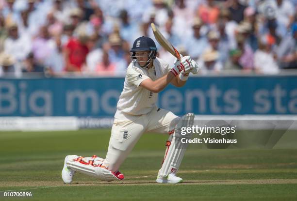 Joe Root of England batting during Day One of the 1st Investec Test Match between England and South Africa at Lord's Cricket Ground on July 6, 2017...