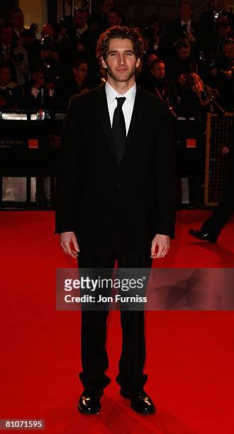 Writer David Benioff arrives at The Orange British Academy Film Awards 2008 at The Royal Opera House, Covent Garden on February 10, 2008 in London,...