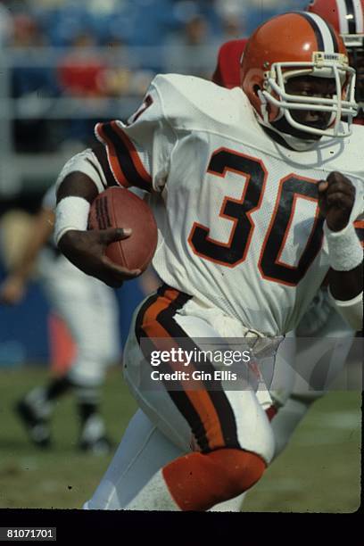 Running back Boyce Green of the Cleveland Browns runs upfield against the Atlanta Falcons in Atlanta Fulton-County Stadium on November 18, 1984 in...