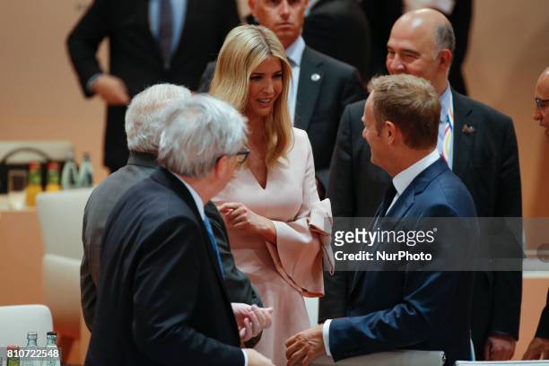 Ivanka Trump, daughter of US president Donald Trump is seen speaking with European Council president Donald Tusk ahead of the thrid plenary session...