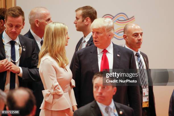 President Donald Trump and his daughter Ivanka Trump are seen arriving at the thrid plenary session of the G20 summit in Hamburg, Germany on 8 July,...