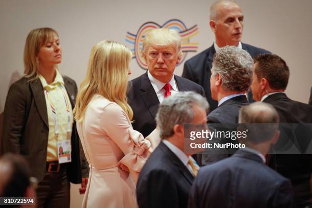 President Donald Trump and his daughter Ivanka Trump are seen arriving at the thrid plenary session of the G20 summit in Hamburg, Germany on 8 July,...