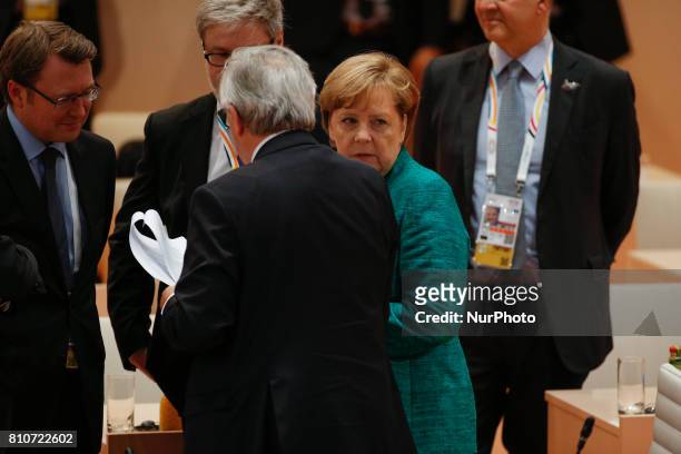 German chancellor Angela Merkel is seen at ahead of the third plenary session of the G20 summit in Hamburg, Germany on 8 July, 2017.