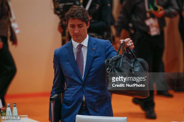 Prime Minister of Canada Justin Truedau is seen arriving at third plenary session at the G20 summit in Hamburg, Germany on 8 July, 2017.