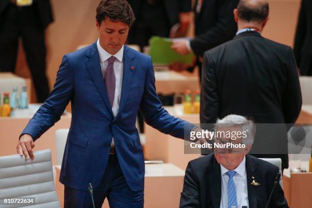 Prime Minister of Canada Justin Truedau is seen arriving at third plenary session at the G20 summit in Hamburg, Germany on 8 July, 2017.