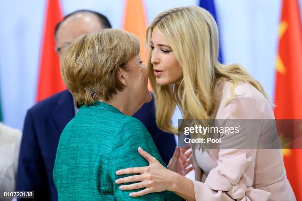 German Chancellor Angela Merkel and Daughter and advisor to US President Trump, Ivanka Trump attend a panel discussion titled 'Launch Event Women's...