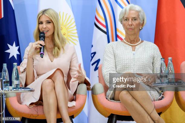 Daughter and advisor to US President Trump, Ivanka Trump and Managing Director of the International Monetary Fund , Christine Lagarde attend a panel...
