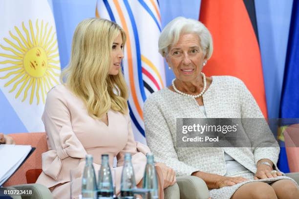 Daughter and advisor to US President Trump, Ivanka Trump and Managing Director of the International Monetary Fund , Christine Lagarde attend a panel...