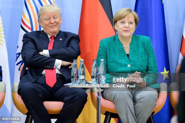President, Donald Trump and German Chancellor Angela Merkel attend a panel discussion titled 'Launch Event Women's Entrepreneur Finance Initiative'...