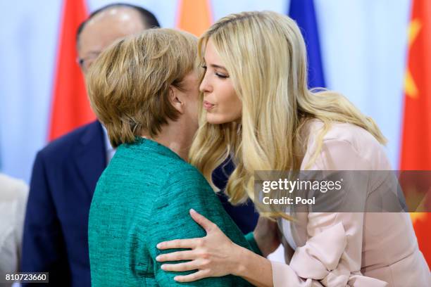 German Chancellor Angela Merkel and Daughter and advisor to US President Trump, Ivanka Trump attend a panel discussion titled 'Launch Event Women's...