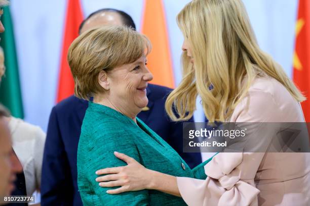 German Chancellor Angela Merkel and Daughter and advisor to US President Trump, Ivanka Trump attend a panel discussion titled 'Launch Event Women's...