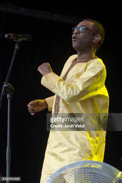 Youssou Ndour performs on stage during Cruilla Festival Day 1 at Parc del Forum on July 7, 2017 in Barcelona, Spain.