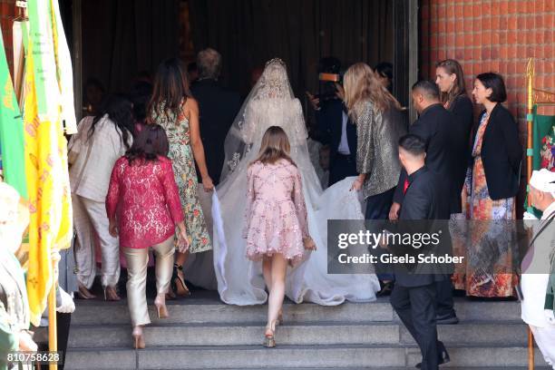 Bride Ekaterina Malysheva and Princess Alexandra of Hanover during the wedding of Prince Ernst August of Hanover jr., Duke of Brunswick-Lueneburg,...