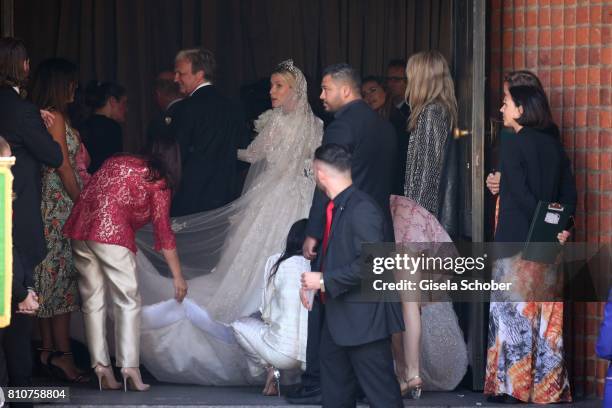 Father Igor Malysheva and his daughter bride Ekaterina Malysheva during the wedding of Prince Ernst August of Hanover jr., Duke of...