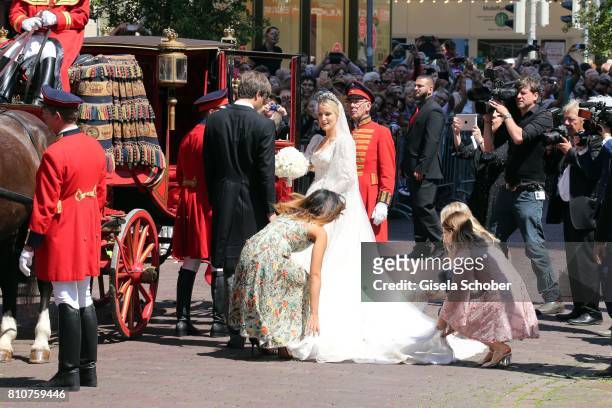 Bridegroom Crown prince Ernst August of Hanover jr. And his wife Ekaterina Malysheva , Princess Alexandra of Hanover during the wedding of Prince...